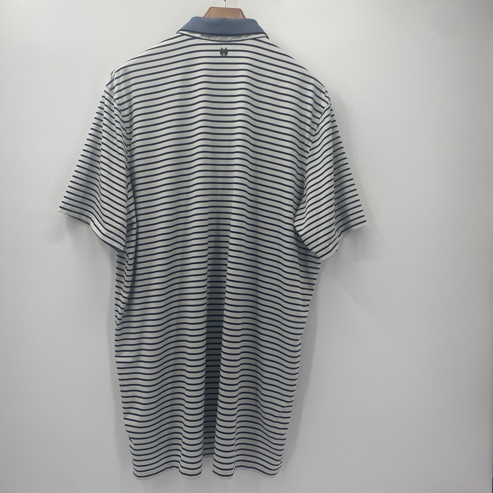 Greyson Polo Shirt Men's XXL White Navy Striped Performance Golf Rugby Stretch - Picture 9 of 9